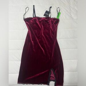 VELOUR Mini Dress W Lace Trim